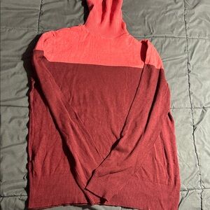 Colorblock Turtleneck Sweater - reddish/pink and Burgundy